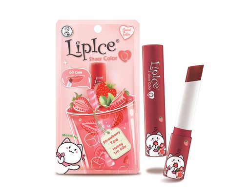 Son Dưỡng Có Màu Tự Nhiên Sheer Color Q Strawberry Tea Hương Trà Dâu - Màu Đỏ Cam 2.4g LipIce ảnh 0