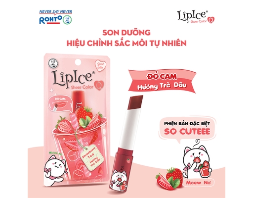Son Dưỡng Có Màu Tự Nhiên Sheer Color Q Strawberry Tea Hương Trà Dâu - Màu Đỏ Cam 2.4g LipIce ảnh 4