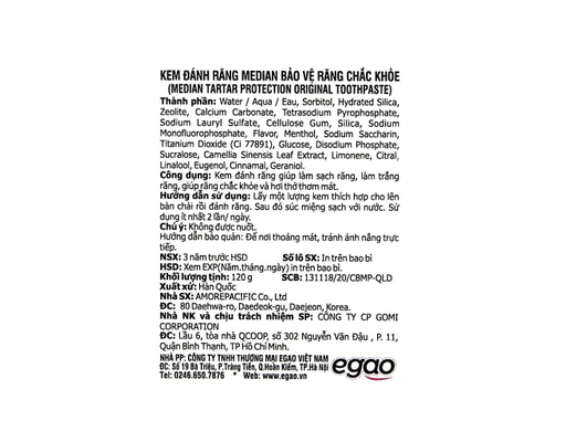 Kem Đánh Răng Ngăn Ngừa Cao Răng Tartar Original 120g MEDIAN ảnh 4