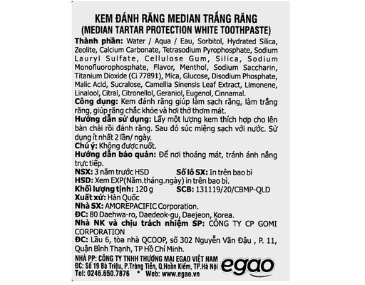 Kem Đánh Răng Giúp Trắng Răng Tartar White 120g MEDIAN ảnh 4