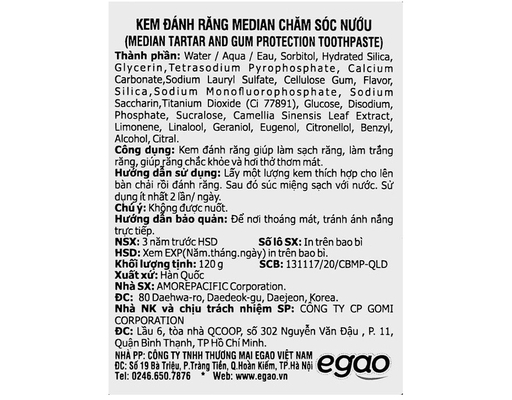 Kem Đánh Răng Chăm Sóc Nướu Tartar Gum Care 120g MEDIAN ảnh 3