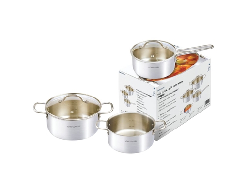 Bộ 3 Nồi Inox 3 Lớp Liền Khối Size 16-20-24cm HÓME CÓORDY ảnh 2