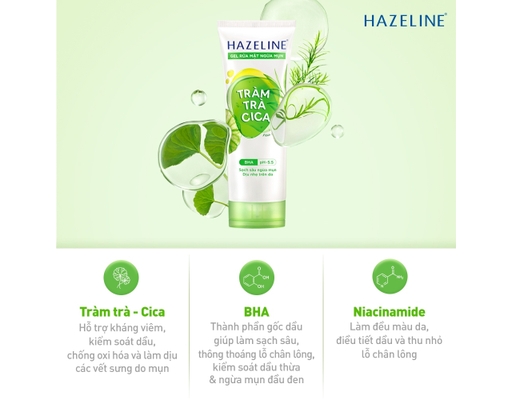 Gel Rửa Mặt Dịu Nhẹ Ngừa Mụn Từ Matcha Và Tràm Trà Cica 100g Hazeline ảnh 3