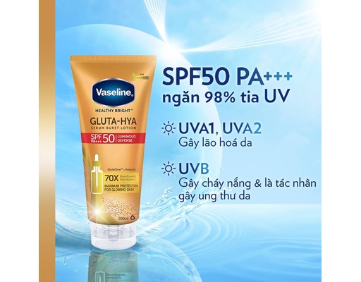 Serum Chống Nắng Gluta Hyaluronic Acid SPF50 PA+++ 260ml Vaseline ảnh 2