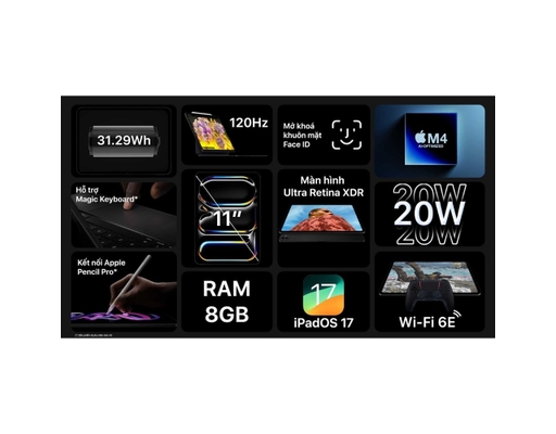 Ipad Pro M4 11 Inch Wifi 256GB Blk-Its MVV83ZA/A Apple ảnh 6