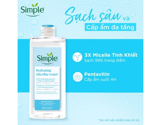 Nước Tẩy Trang WaterBoost Sạch Sâu Và Cấp Ẩm 400ml Simple ảnh 3