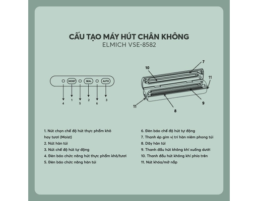Máy Hút Chân Không VSE-8582 Elmich ảnh 8