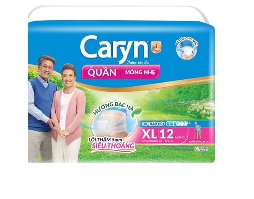 Tã Quần Mỏng Nhẹ Size XL12 Cho Vòng Bụng 90-125cm 12 Miếng Caryn ảnh 0