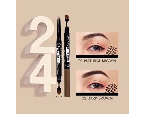 Chì Kẻ Mày Hai Đầu Lâu Trôi 24h Flat Tip Màu Nâu Tự Nhiên #01 Natural Brown 0.15g Silkygirl ảnh 1