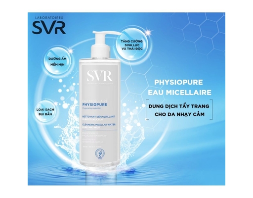 Nước Tẩy Trang Cho Da Dầu Mụn Nhạy Cảm Physiopure Eau Micellaire 400ml SVR ảnh 2