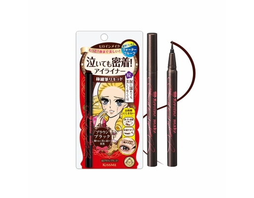 Bút Kẻ Mắt Nước Siêu Chống Trôi Tạo Nét Kẻ Sắc Mảnh Heroine Make #03 Màu Nâu Đen 0.4ml Kissme ảnh 0