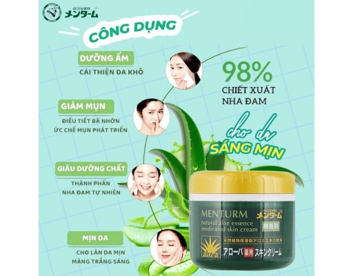Kem Dưỡng Ẩm Mềm Da Chiết Xuất Lô Hội Meturm Natural Aloe Essence Mediacted Skin Cream 185g Omi Brotherhood ảnh 2