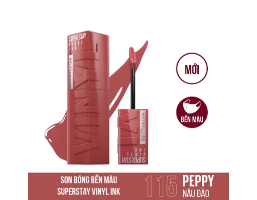 Son Kem Bóng Super Stay Vinyl Ink Màu Nâu Đào - 115 Peppy 4.2ml MAYBELLINE ảnh 2