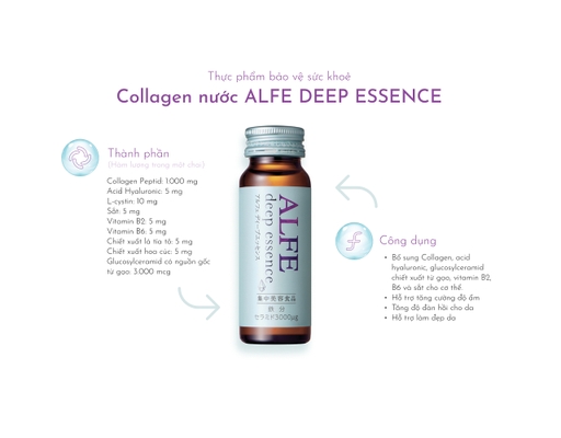 Thực Phẩm Bảo Vệ Sức Khỏe Nước Uống Đẹp Da Cấp Ẩm Chuyên Sâu Alfe Deep Essence 10 Chai x 50ml