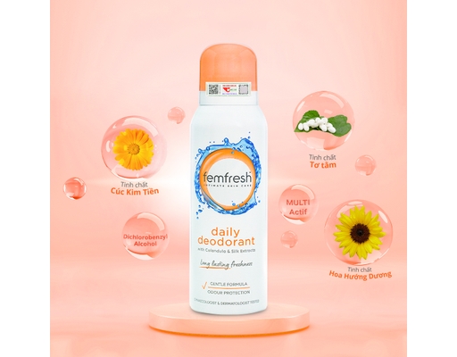Xịt Thơm Mát Vùng Kín Dưỡng Ẩm Hàng Ngày 125ml femfresh ảnh 2