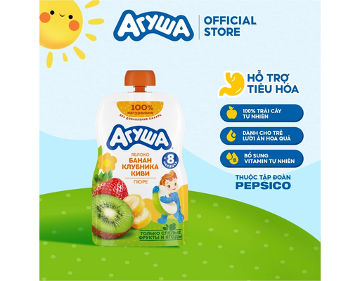 Trái Cây Nghiền Vị Táo, Chuối, Dâu Tây, Kiwi 90g Agusha ảnh 1