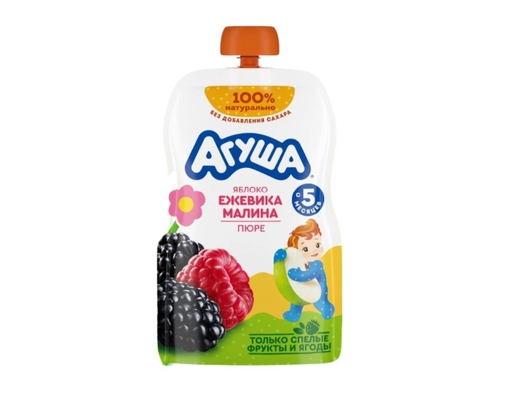 Trái Cây Nghiền Vị Táo, Mâm Xôi Đen, Đỏ 90g Agusha ảnh 0