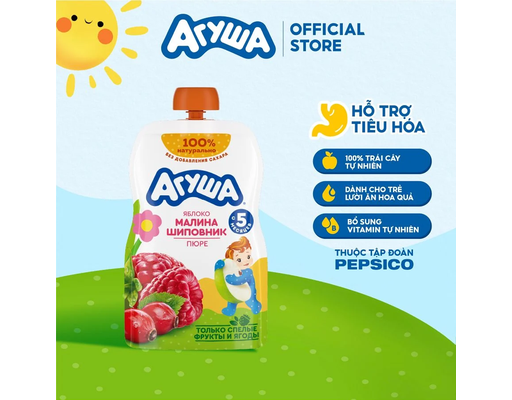 Trái Cây Nghiền Vị Táo, Mâm Xôi, Tầm Xuân 90g Agusha ảnh 1