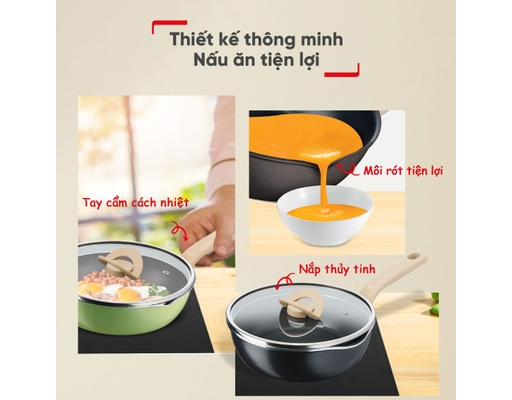 Chảo Nồi Có Nắp Đa Năng 3In1 22cm Màu Vàng Nhạt Tefal ảnh 4