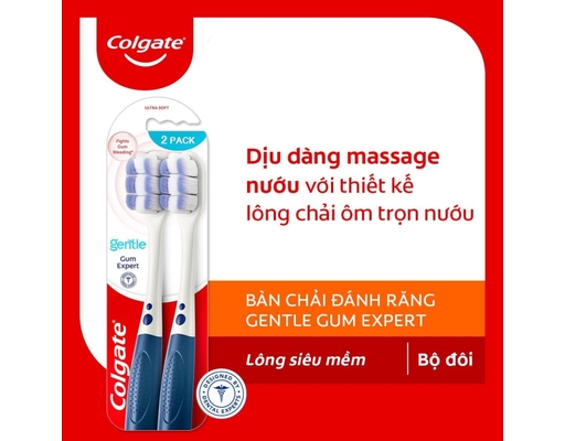 Lô 2 Bàn Chải Đánh Răng Chăm Sóc Nướu Gentle Gum Expert 2 Cái Colgate ảnh 1
