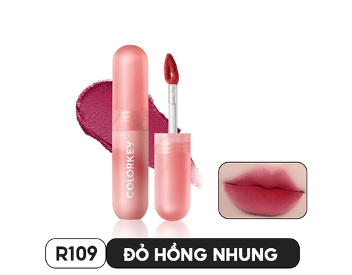 Son Tint Nhung Lì Mudmatte Màu R109 Đỏ Hồng Nhung Color Key 2g