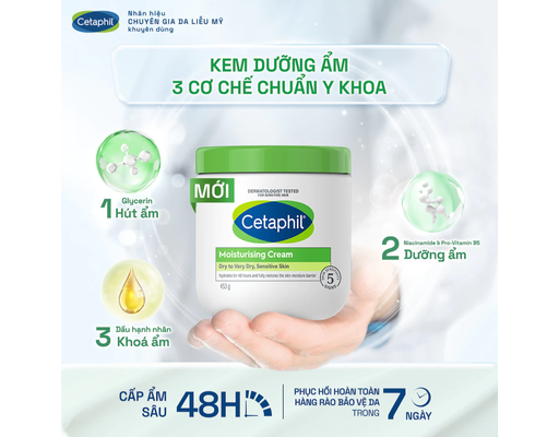 Kem Dưỡng Ẩm Dịu Lành Cho Da Nhạy Cảm Trọng lượng 453g Cetaphil ảnh 3