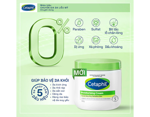 Kem Dưỡng Ẩm Dịu Lành Cho Da Nhạy Cảm Trọng lượng 453g Cetaphil ảnh 4
