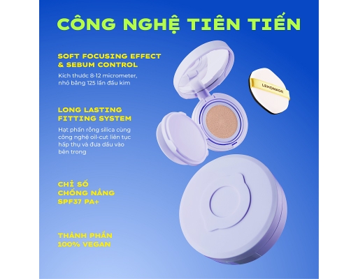 Phấn Nước Kiềm Dầu Thuần Chay Màu Màu A00 Extra Light 15g Lemonade ảnh 3