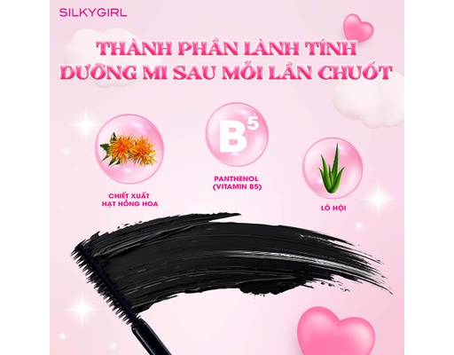 Mascara Làm Dài, Dày Và Cong Mi Màu Đen 4ml Silkygirl ảnh 5