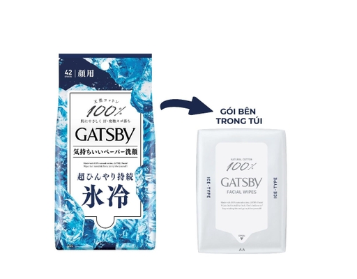 Khăn Ướt Cho Nam Hương Biển Tươi Mát 42 Tờ GATSBY ảnh 1