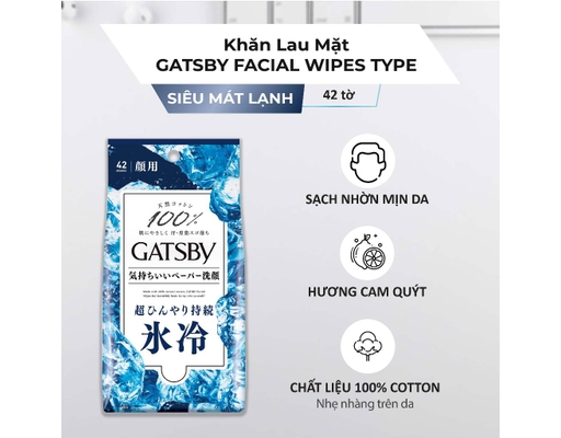 Khăn Ướt Cho Nam Hương Biển Tươi Mát 42 Tờ GATSBY ảnh 2
