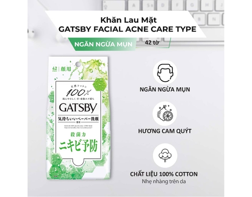 Khăn Ướt Cho Nam Hương Cam Quýt Dịu Nhẹ 42 Tờ GATSBY ảnh 2
