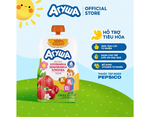 Trái Cây Nghiền Agusha Vị Táo, Dâu Tây, Dâu Rừng, Nam Việt Quất 80g