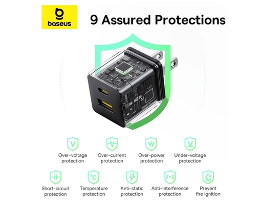 Củ Sạc Nhanh Palm C+U 30W US Màu Trắng Baseus ảnh 5
