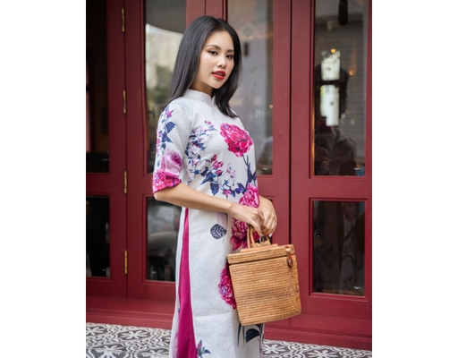 Áo Dài Gấm Trắng AD14-TMD F2 Fashion & Freedom ảnh 4