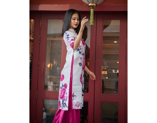 Áo Dài Gấm Trắng AD14-TMD F2 Fashion & Freedom ảnh 6