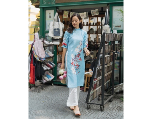 Áo Dài Gấm Xanh AD14-XH F2 Fashion & Freedom ảnh 0