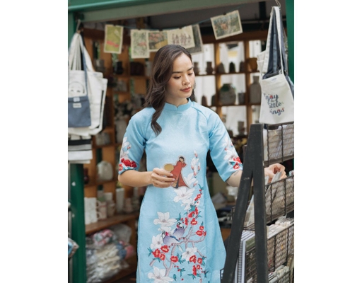 Áo Dài Gấm Xanh AD14-XH F2 Fashion & Freedom ảnh 1