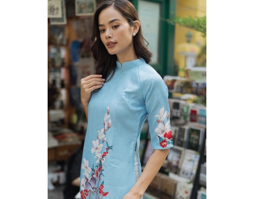 Áo Dài Gấm Xanh AD14-XH F2 Fashion & Freedom ảnh 3