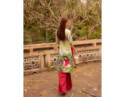 Áo Dài Gấm Xanh Lá AD14-XLC F2 Fashion & Freedom ảnh 1
