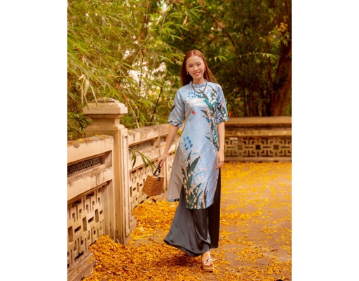 Áo Dài Gấm Xanh AD14-XLL F2 Fashion & Freedom ảnh 0