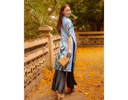 Áo Dài Gấm Xanh AD14-XLL F2 Fashion & Freedom ảnh 1