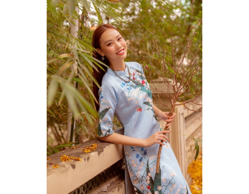 Áo Dài Gấm Xanh AD14-XLL F2 Fashion & Freedom ảnh 2