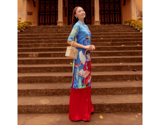 Áo Dài Gấm Xanh AD14-XPN F2 Fashion & Freedom ảnh 2