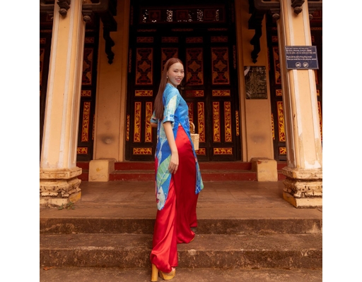 Áo Dài Gấm Xanh AD14-XPN F2 Fashion & Freedom ảnh 3