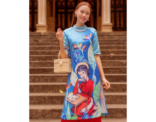 Áo Dài Gấm Xanh AD14-XPN F2 Fashion & Freedom ảnh 4