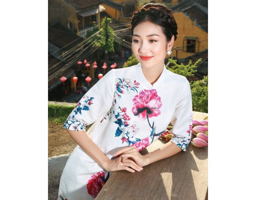 Áo Dài Gấm Trắng AD15-TMD F2 Fashion & Freedom ảnh 1