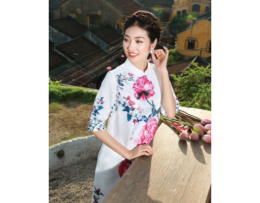 Áo Dài Gấm Trắng AD15-TMD F2 Fashion & Freedom ảnh 2