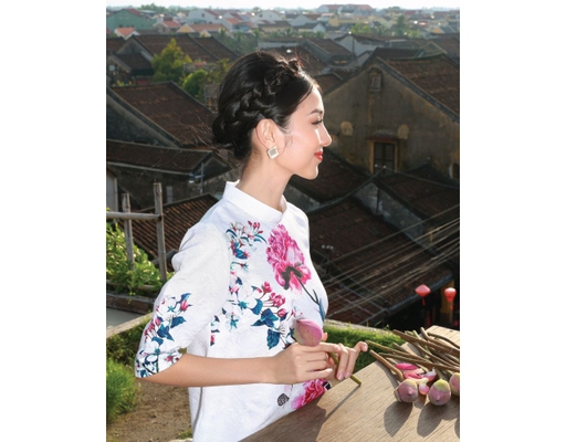 Áo Dài Gấm Trắng AD15-TMD F2 Fashion & Freedom ảnh 3