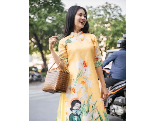 Áo Dài Gấm Cam AD14-VPN F2 Fashion & Freedom ảnh 3